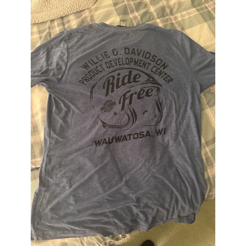 Harley Davidson Blue graphic tshirt size L - Picture 4 of 4